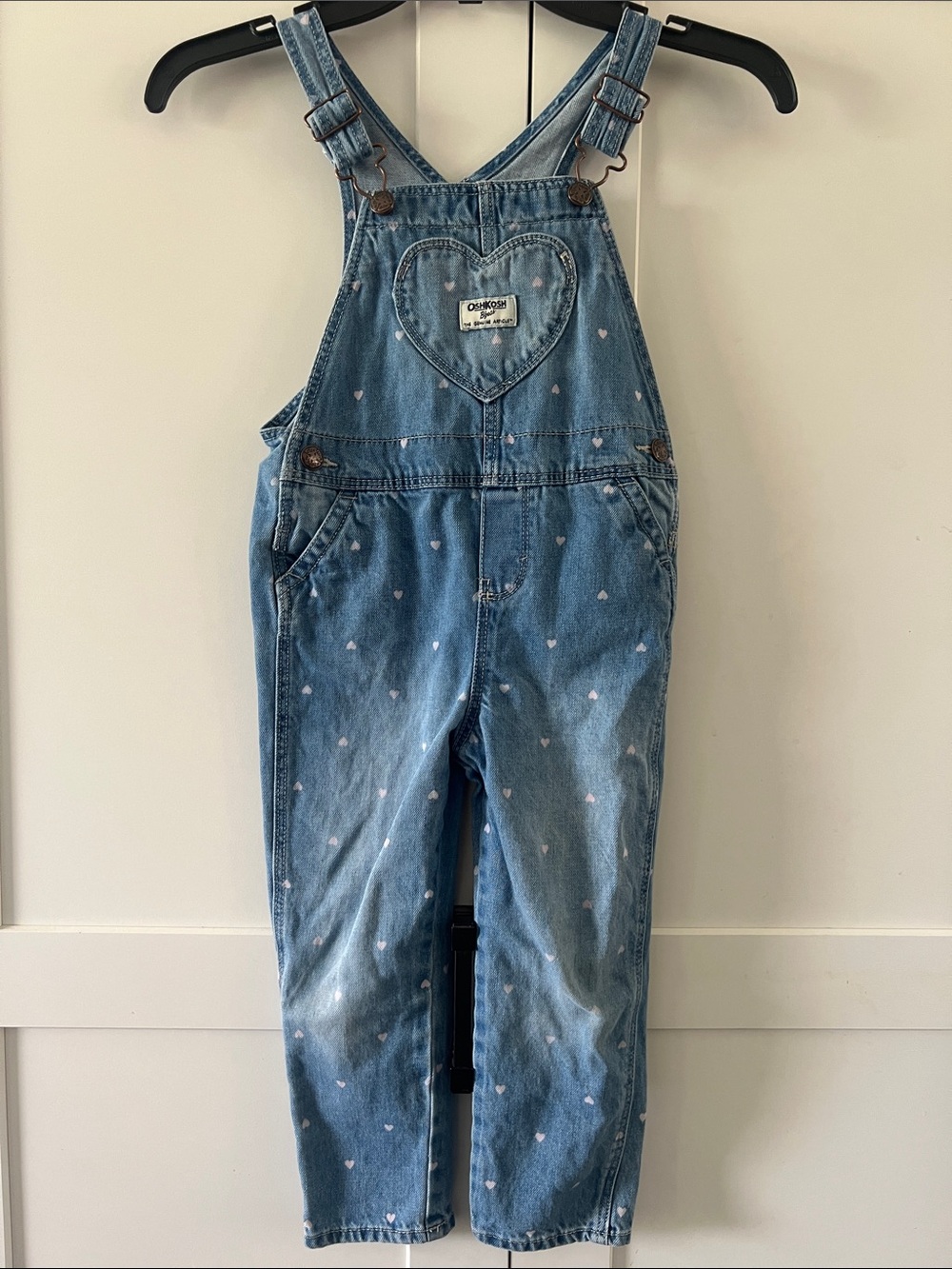 OshKosh B'gosh Light Blue Denim Heart Bib Overalls